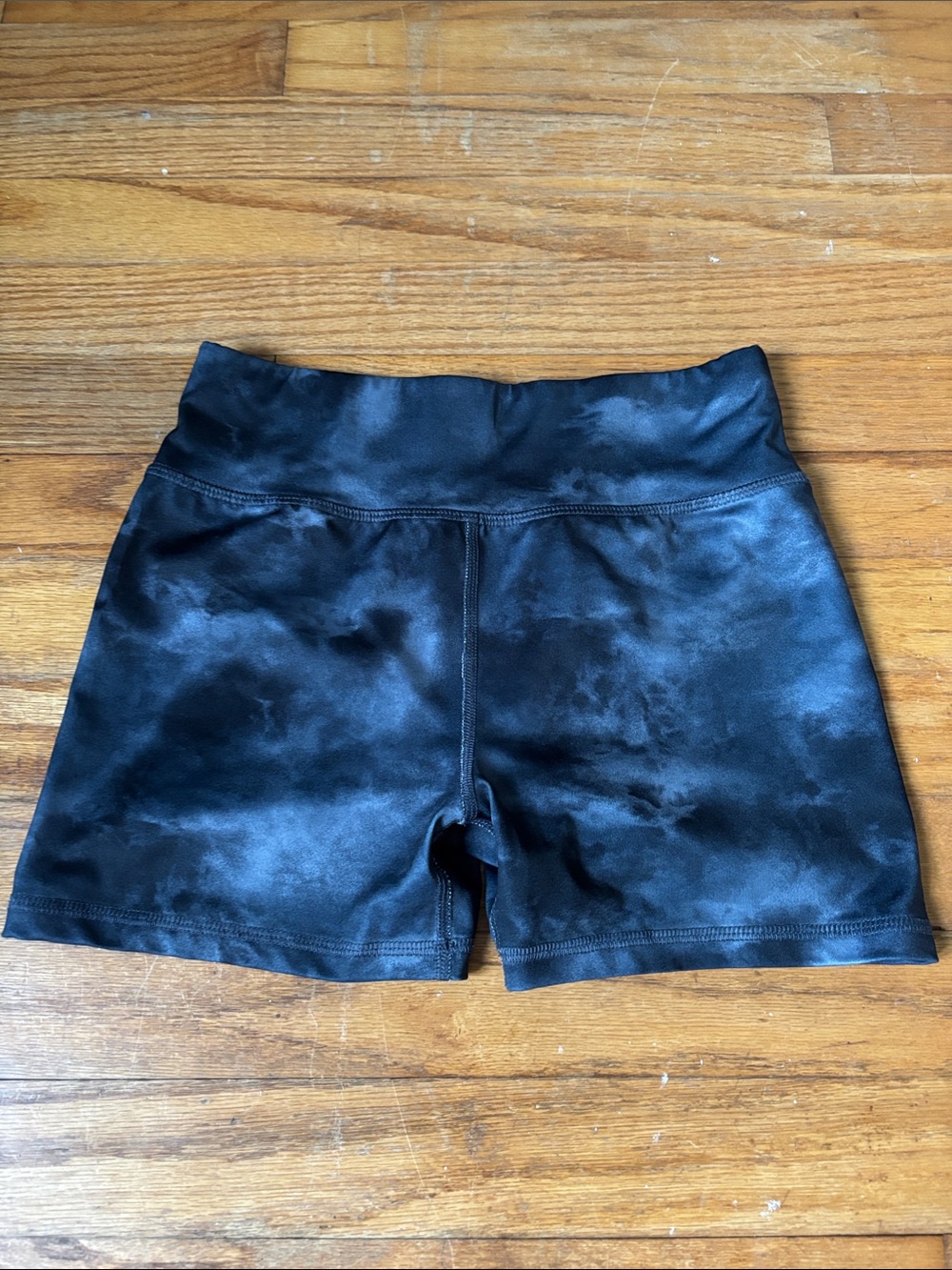 Athletic Works Black Tie-Dye High-Waist Bike Shorts